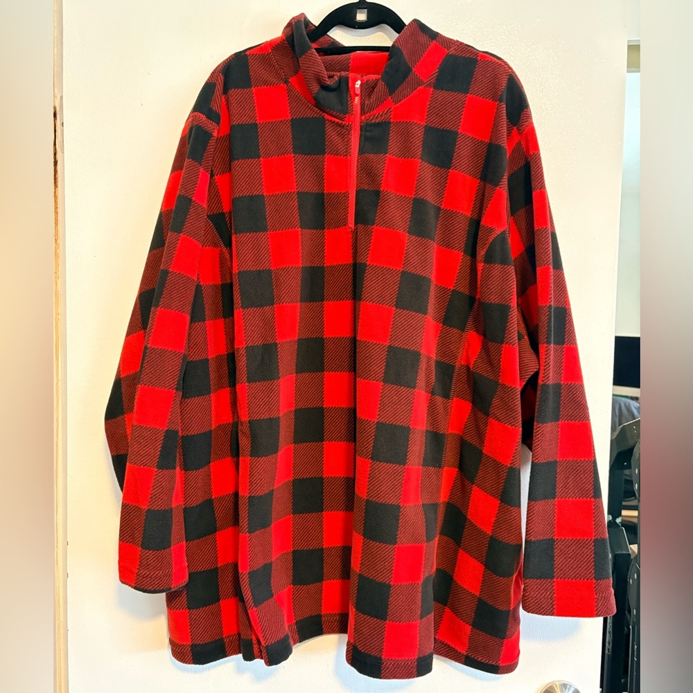 Woman Within Buffalo Plaid Fleece Pullover - 4X - 34/36